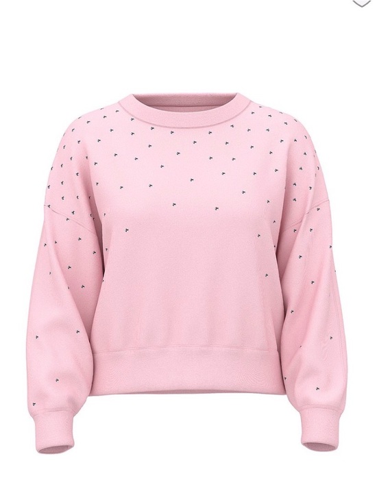 PINK Victoria's Secret Tops - PINK Victoria's Secret Light Pink Embellished Crewneck Sweatshirt